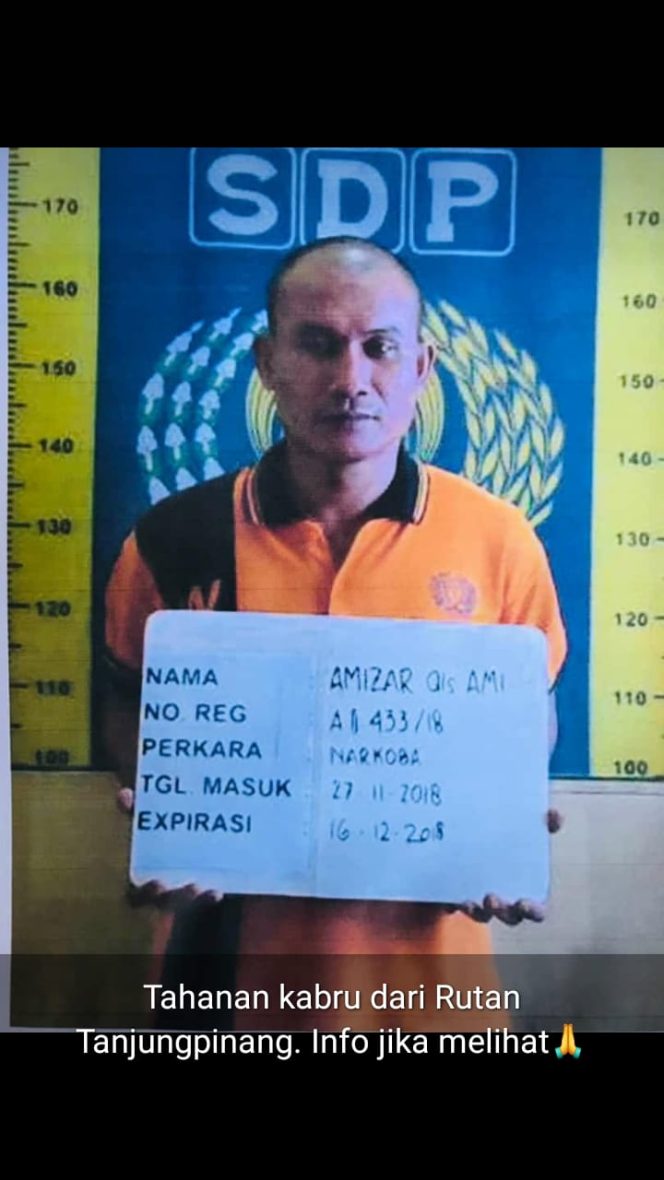 
					Amizar Tahanan Yang Kabur Dari Lapas Kelas I Tanjungpinang