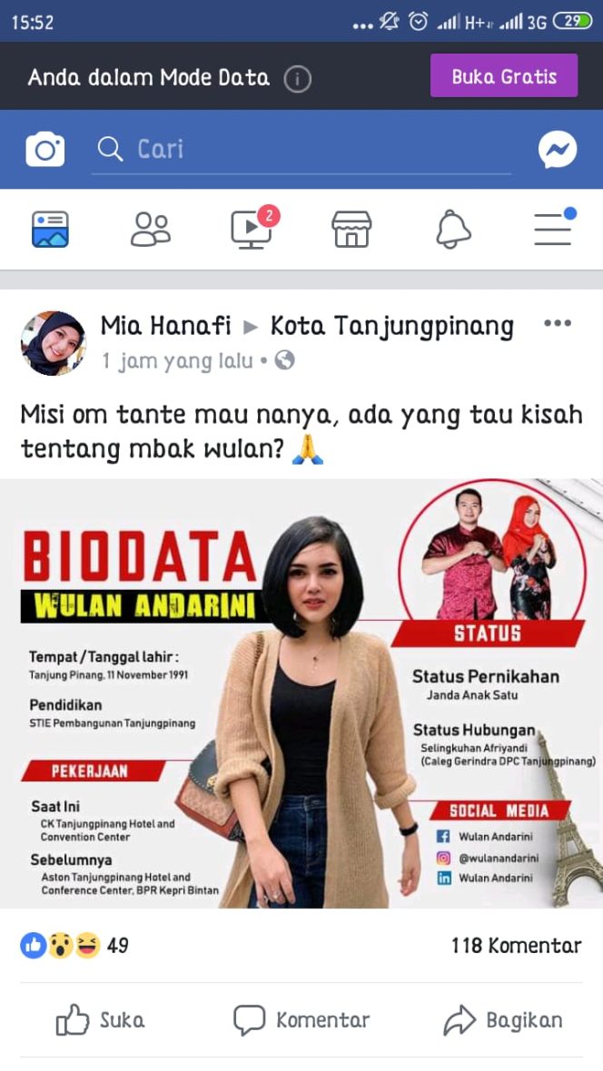 
					Isi postingan yang dipolisikan Wulan.