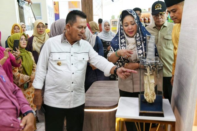 Keterangan Foto: Titiek Soeharto saat menyimak penjelasan Gubernur Kepri, Ansar Ahmad, mengenai salah satu koleksi budaya di Gedung LAM Kepri, Tanjungpinang, Minggu (22/06/2024), (Diskominfo Kepri).