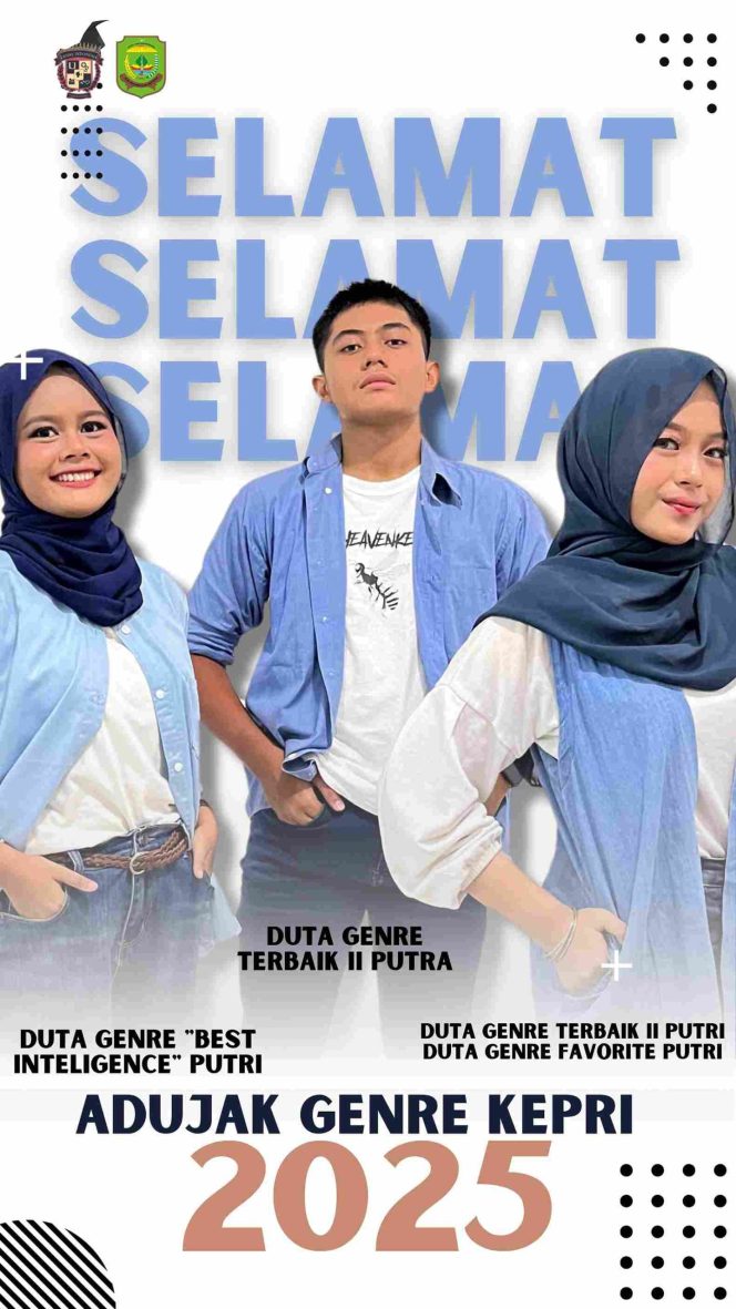 Keterangan Foto: Tiga remaja asal Kota Tanjungpinang yang meraih prestasi di tingkat Provinsi Kepulauan Riau melalui Ajang Kreativitas Generasi Berencana (ADUJAK GenRe) 2025, (Diskominfo Tanjungpinang).
