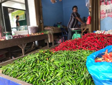 Salah Satu Pedagang di Pasar Bintan Center (Bincen), Kilometer 9, Tanjungpinang. (Nzl)