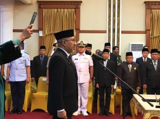 Suasana, Luki Zaiman Prawira mengambil Sumpah jabatan sebagai Pj. Sekretaris Daerah Provinsi Kepri, Di Gedung Daerah, Tanjungpinang,  Rabu (05/11/2025). (Nuzli Rhamadhani)