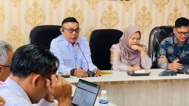 Kepala DPMPTSP Kepri, Hasfarizal Handra saat menyampaikan paparan, Rabu (08/10/2025)