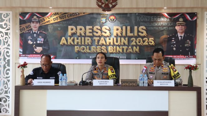 
					Kapolres Bintan, AKBP Yunita Stevani saat memimpin capaian akhir tahun Polres Bintan, Selasa (30/12) Foto : Humas Polres Bintan 