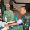 Dandim 0315/Tanjungpinang Kolonel Inf Abdul Hamid, S.I.P saat diperiksa tim medis dalam acara Donor darah, Kamis (29/01). F-Pendimkodim