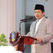 Menteri Agama RI, Nasaruddin Umar saat menyampaikan tausiah pada peringatan Isra Mikraj Nabi Muhammad SAW digelar Pemprov Kepri di Gedung Daerah Tanjungpinang, Rabu (14/1/2026) malam. (F-DISKOMINFO KEPRI)