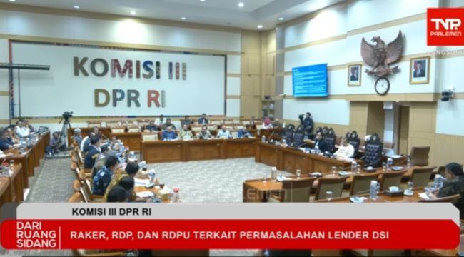 RDP Komisi III DPR RI bersama Bareskrim, PPATK, LPSK, OJK, dan Paguyuban Lender Dana Syariah Indonesia, Kamis (15/01)