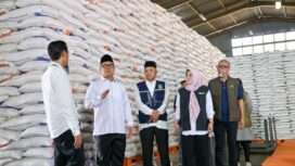 Wakil Gubernur Kepri Nyanyang Haris Pratamura melaksanakan monitoring di Gudang Bulog Tanjungpinang, Jumat (13/3/2026).