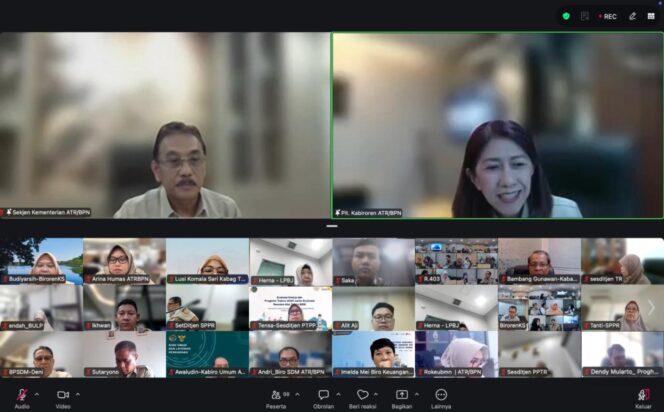 
					Sekretaris Jenderal ATR/BPN, Dalu Agung Darmawan, saat membuka Rapat Pembahasan Usulan Klasifikasi Rincian Output dan Rincian Output tahun 2027 pada Senin (06/04/2026) secara daring
