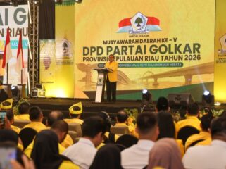 Gubernur Kepulauan Riau Ansar Ahmad menghadiri Musyawarah Daerah (Musda) V Partai Golkar Provinsi Kepulauan Riau yang digelar di TCC Aston Tanjungpinang, Selasa (21/4). F-Kepri.info