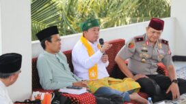 Menteri Agraria dan Tata Ruang/Kepala Badan Pertanahan Nasional (ATR/BPN), Nusron Wahid, didampingi Ustadz Abdul Somad dan Wakapolda Riau