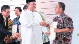 Menteri Agraria dan Tata Ruang/Kepala Badan Pertanahan Nasional (ATR/BPN), Nusron Wahid, menghadiri Perayaan dan Ibadah Paskah Persekutuan Umat Kristiani Kementerian ATR/BPN pada Jumat (24/04/2026). 
