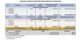 Realisasi data investasi di Kepri berdasarkan data Kementerian Investasi/BKPM RI 