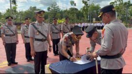 Serah terima pejabat utama Polres Bintan, Rabu (13/03).