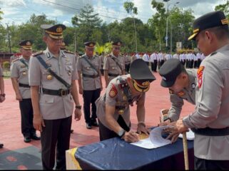 Serah terima pejabat utama Polres Bintan, Rabu (13/03).