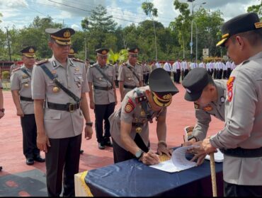 Serah terima pejabat utama Polres Bintan, Rabu (13/03).