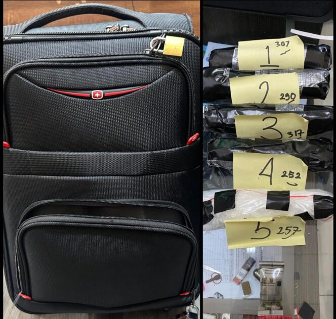 
					narkotika jenis sabu seberat 1.315,4 gram di area terminal keberangkatan Bandara Raja Haji Fisabilillah, pada Rabu (6/5/2026) lalu.
