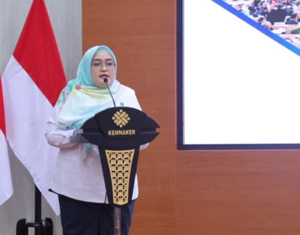 Direktur Jenderal Pembinaan Hubungan Industrial dan Jaminan Sosial Ketenagakerjaan (PHI dan Jamsos) Kemnaker, Indah Anggoro Putri