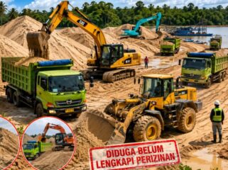 ILUSTRASI AKTIVITAS KEGIATAN PERTAMBANGAN PASIR PT INTI SURYA INDONESIA di Desa Kuala Sempang, Bintan 