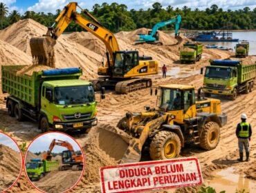 ILUSTRASI AKTIVITAS KEGIATAN PERTAMBANGAN PASIR PT INTI SURYA INDONESIA di Desa Kuala Sempang, Bintan 