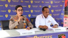 Kabid Humas Polda Kepri Kombes Pol. Nona Pricillia Ohei saat menyampaikan keterangan pers, Jum'at (10/09)