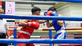 Prajurit KRI Malahayati-362, Serda Kom Asrul Toda, meraih medali perunggu pada Kejuaraan Tinju Piala Wali Kota Surabaya yang berlangsung di GOR Pancasila, Surabaya, Minggu (28/6/2026).