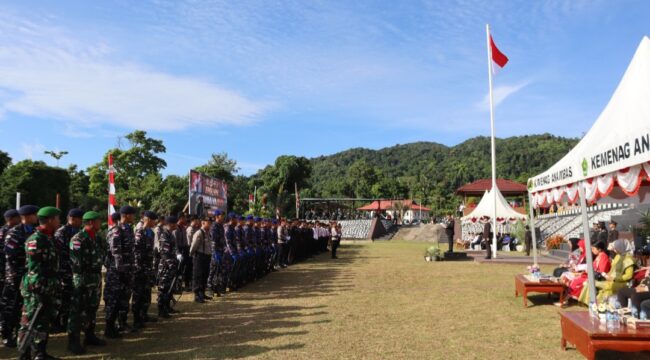 Upacara Peringatan Hari Bhayangkara ke-80 di Lapangan Apel Polres Kepulauan Anambas, Rabu (1/7/2026).