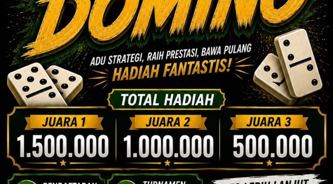 Poster S Coffe Open Tournament Domino yang akan digelar mulai Senin, 10 Agustus 2026, di Wakrop S Coffe, Jalan Kijang Lama, Tanjungpinang. Turnamen ini menyediakan total hadiah Rp3 juta bagi juara I, II, dan III.