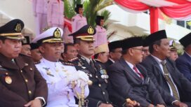 Tampak Kapolresta Tanjungpinang Kombes Pol Indra Ranu Dikarta, menghadiri Upacara Detik-Detik Proklamasi dalam rangka memperingati Hari Ulang Tahun (HUT) ke-81 Kemerdekaan Republik Indonesia tingkat Kota Tanjungpinang, Senin (17/8/2026).