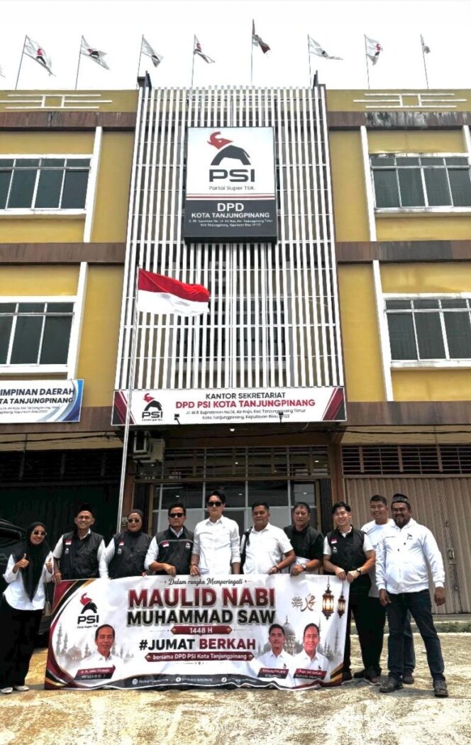 
					Dewan Pimpinan Daerah (DPD) Partai Solidaritas Indonesia (PSI) Kota Tanjungpinang menggelar peringatan Maulid Nabi Muhammad SAW yang dirangkaikan dengan kegiatan Jumat Berkah, Jumat (4/9/2026).
