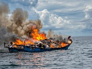 Empat kru KM Laut Jaya 3 berhasil selamat setelah kapal pengangkut barang kelontong yang mereka tumpangi terbakar di tengah perairan Kabupaten Kepulauan Anambas, Kepulauan Riau, Kamis (10/9/2026).