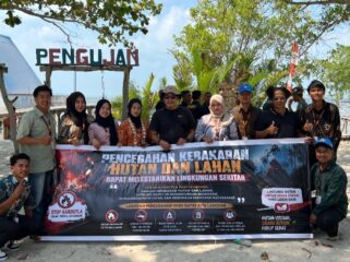 Tim Satgas Citarum bersama mahasiswa Kuliah Kerja Nyata (KKN) Universitas Maritim Raja Ali Haji (UMRAH) Kelompok XVI Desa Pengujan melaksanakan sosialisasi pencegahan kebakaran hutan dan lahan (karhutla) di wilayah Desa Pengujan, Kabupaten Bintan, Senin (31/08)