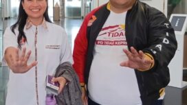 Supardi Ar alias Lemo, Pengurus PC Tidar Kota Tanjungpinang saat mendampingi Ketua umum PP Tidar, Rahayu Saraswati Djojohadikusumo 