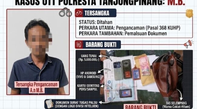MB diamankan polisi dalam OTT di Jalan Bintan, Kota Tanjungpinang, pada Jumat (25/9/2026).