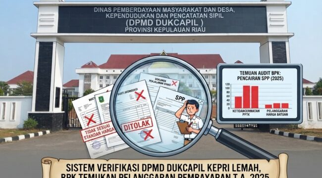 Sistem verifikasi SPP di DPMD Dukcapil Kepri disorot karena temuan BPK tahun 2025. (Ilustrasi by wae)