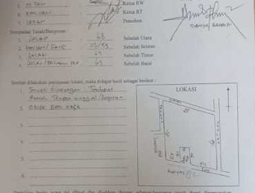 Denah Tanah berdasarkan SKT milik teradu yang dijadikan dasar permohonan penertiban sertifikat yang kini diadukan oleh pengadu ke BPN Kota Tanjungpinang. 